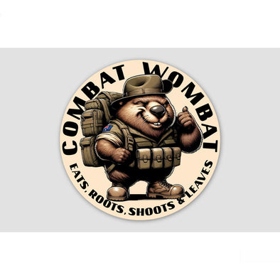 COMBAT WOMBAT 'EATS, ROOTS, SHOOTS & LEAVES' Sticker