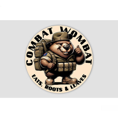 COMBAT WOMBAT 'EATS, ROOTS & LEAVES' Sticker