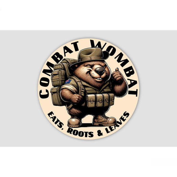 COMBAT WOMBAT 'EATS, ROOTS & LEAVES' Sticker