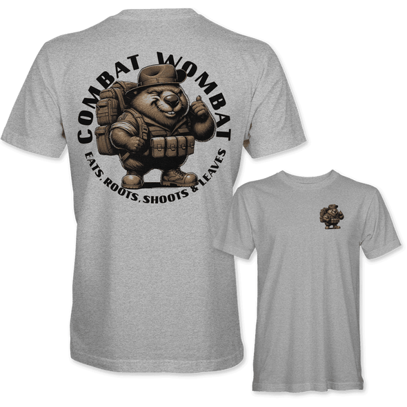 COMBAT WOMBAT 'EATS, ROOTS, SHOOTS & LEAVES' T-Shirt