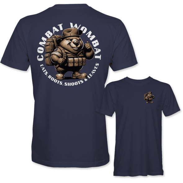 COMBAT WOMBAT 'EATS, ROOTS, SHOOTS & LEAVES' T-Shirt